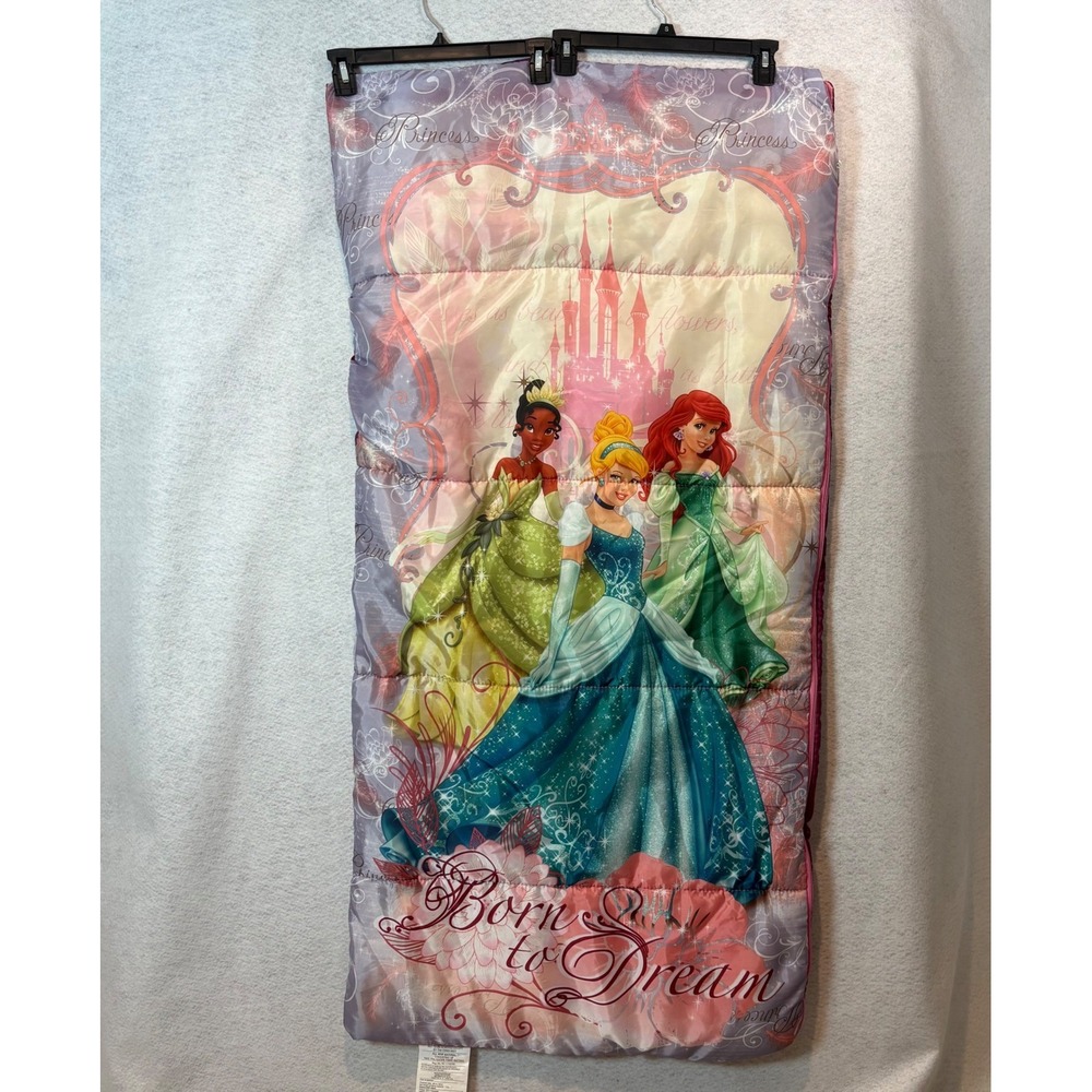 Disney Princess Kids Sleeping Bag Born to Dream Ariel Tiana Pink 55x26